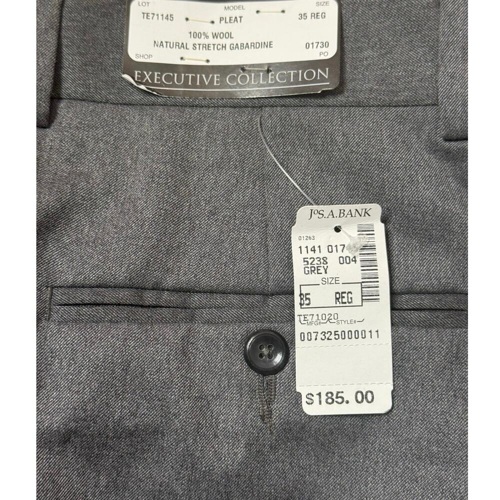 Jos. A. Bank Executive Collection Gray 100% Wool Pleated Dress Pants Mens 35RNWT - Picture 9 of 13